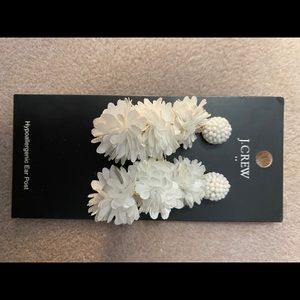 J. Crew factory white flower earrings new